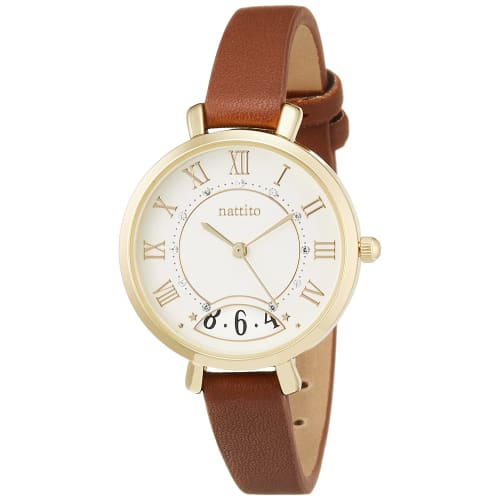

Fieldwork Tova Analog Watch with Date Display, Gold Leather Strap, Brown, YM054-4, Women s
