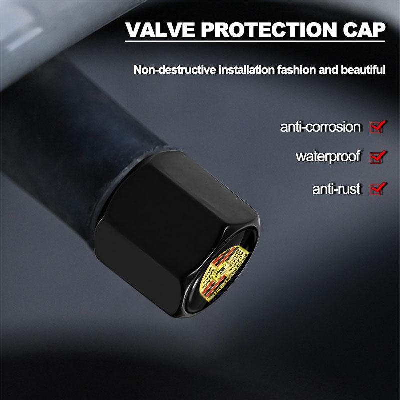 Car Wheel Tire Air Valve Caps with Keychain Accessories For Porsche Cayenne Panamera Macan Boxster 911 Carrera-GT 928 944 968