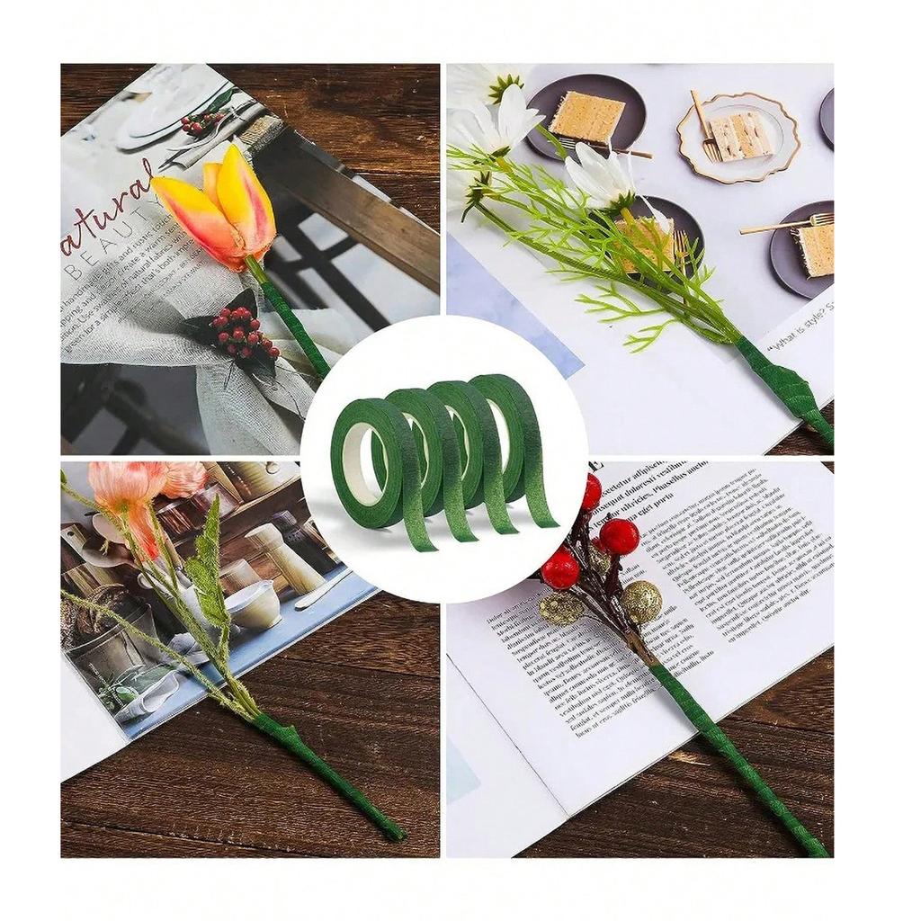 1/2/5PC Christmas Bouquet Floral Stem Wrap Tape Self-adhesive Green Bouquet Wrapping Paper Tape  Party DlY Flower Wrap Supplies