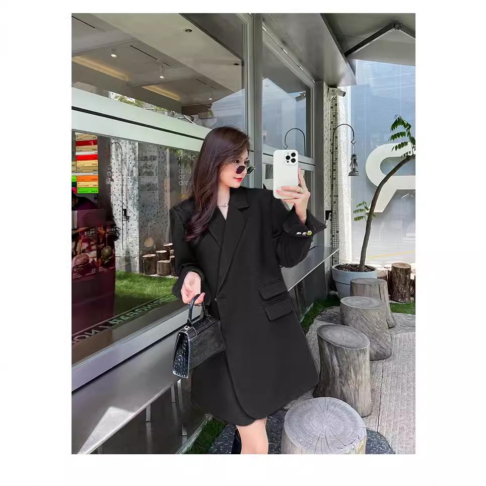 Women's Large Rose Red Suit Jacket, Medium-Long Casual Blazer for Spring and Autumn [0120]