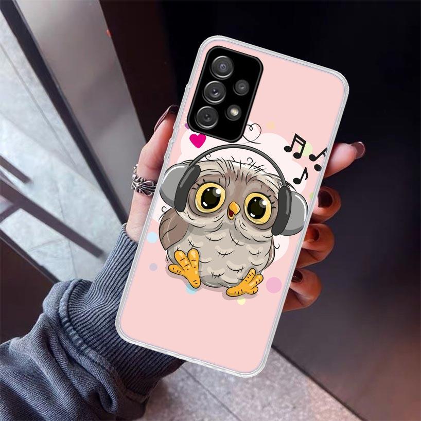 Baby Cute Owl Lover Cartoon Candy Winter Phone Case For Samsung Galaxy A17 A16 A26 A36 A56 A15 A25 A35 A55 A14 A13 A54 A53 A34 A