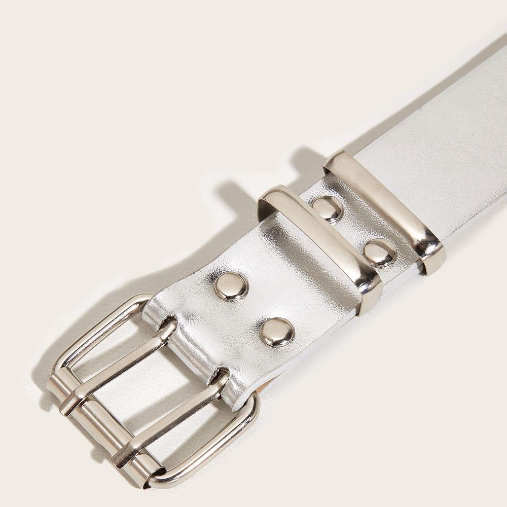 Hip Hop Rivet Belts Star Eyelet Waist Band Y2k Double Pin Buckle Waistband