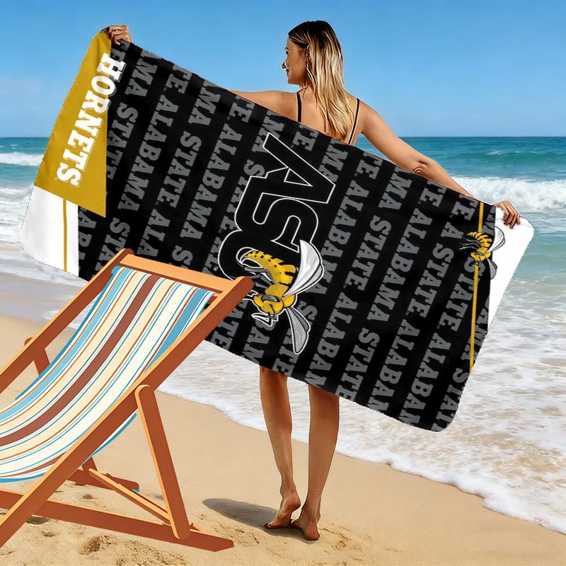 Alabama State Hornets Print Beach Towel, Large Soft Quick Dry Towel for Beach Camping Swimming