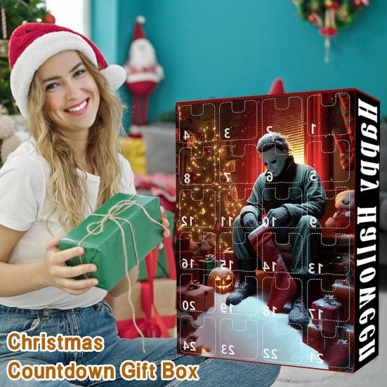 Halloween Advent Calendar 2025 24 Days Countdown Calendar with 24 Pcs Collectible Horror Pendants/Earrings Surprise Gifts for Halloween Decor