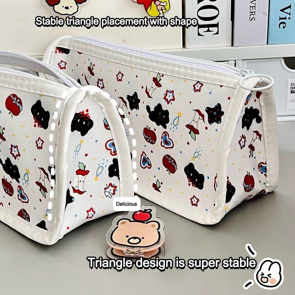 Cute Tulip Cat Bow Pen Bags Transparent Student Stationery Organizer Cartoon Pencil Case  Gifts