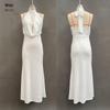 Women's Spring 2026 Lace Patchwork Backless Split Halter Dress