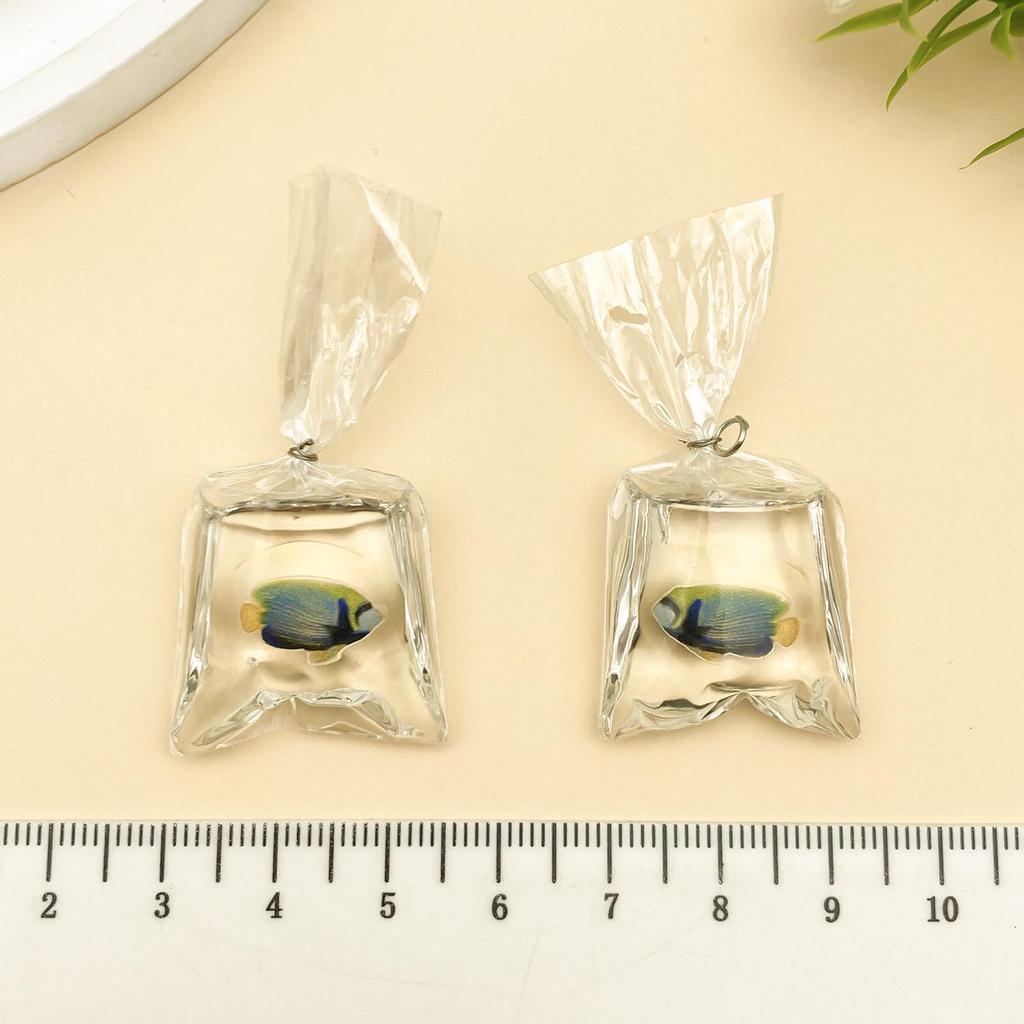10 Goldfish Water Bag Earrings: Transparent Resin Pendant Jewelry DIY Kit