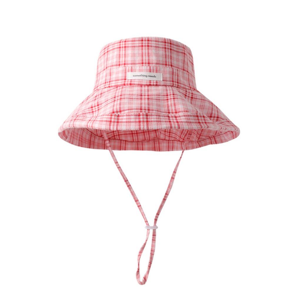 

New Plaid Fisherman Hat Large Brim Sun Protection Sunscreen Hat Foldable Adjustable Sun Cap Seaside рожевий