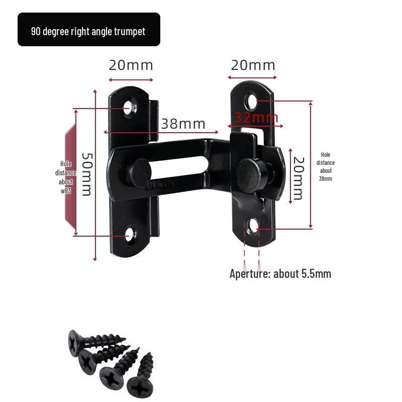 Stainless Steel 90° Right Angle Door Latch: Anti-Theft Sliding Bolt Lock
