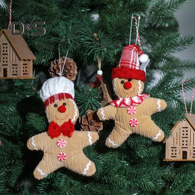 1/2 Stück Weihnachts-Lebkuchenmann-Puppe, Plüschpuppe, Spielzeug, Lebkuchenanhänger, Weihnachtsbaum-Hängedekoration für die Kaminanzeige