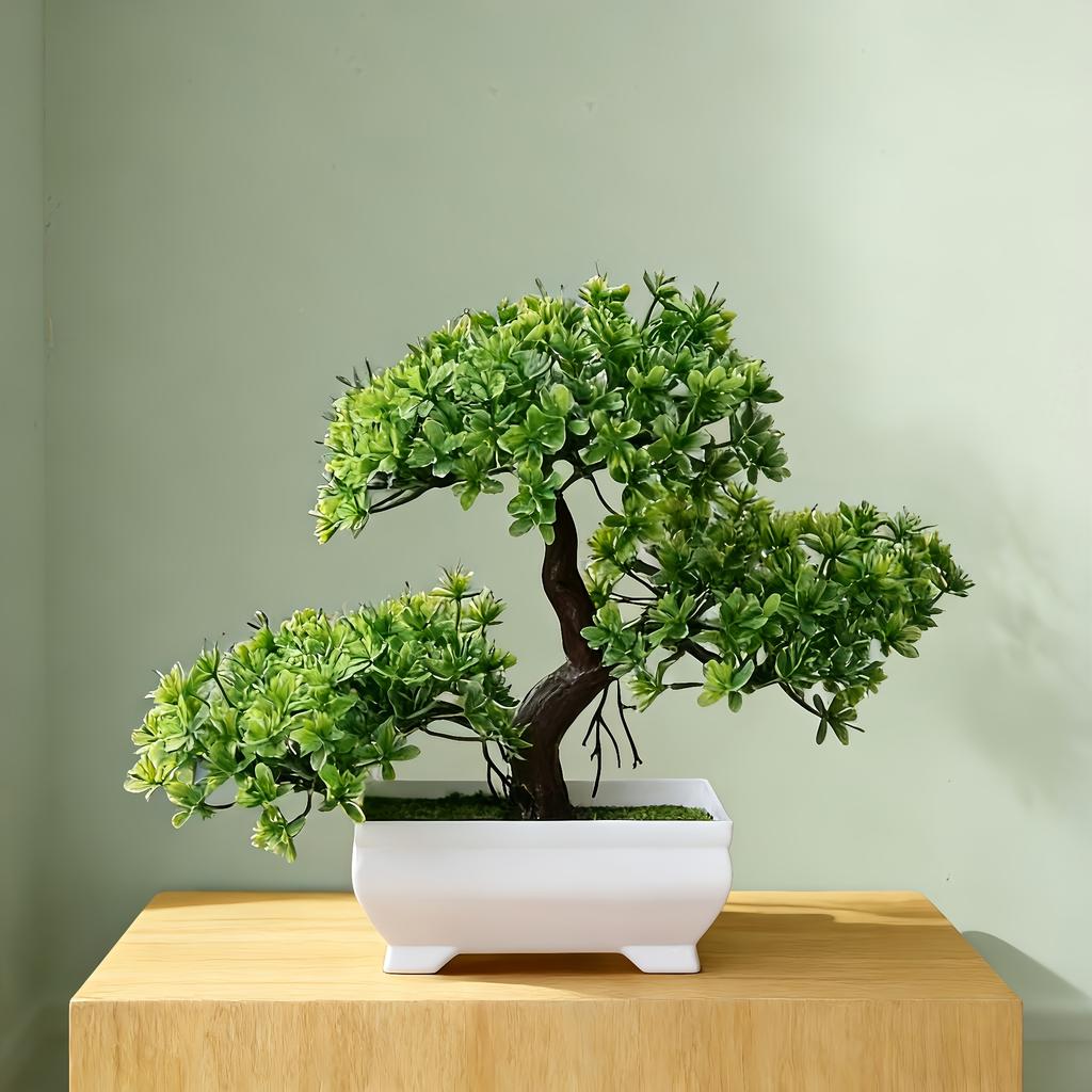 Realistic Artificial Potted Plants In White Perfect for Decorating Corridors Cabinets Drawers Bookshelves Rooms and Tabletops