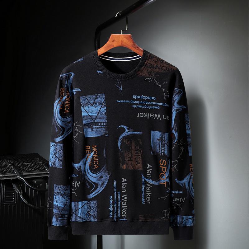 2020 Winter Plus Velvet Thickened Trendy Plus Size Men's Round Neck Sweatshirt