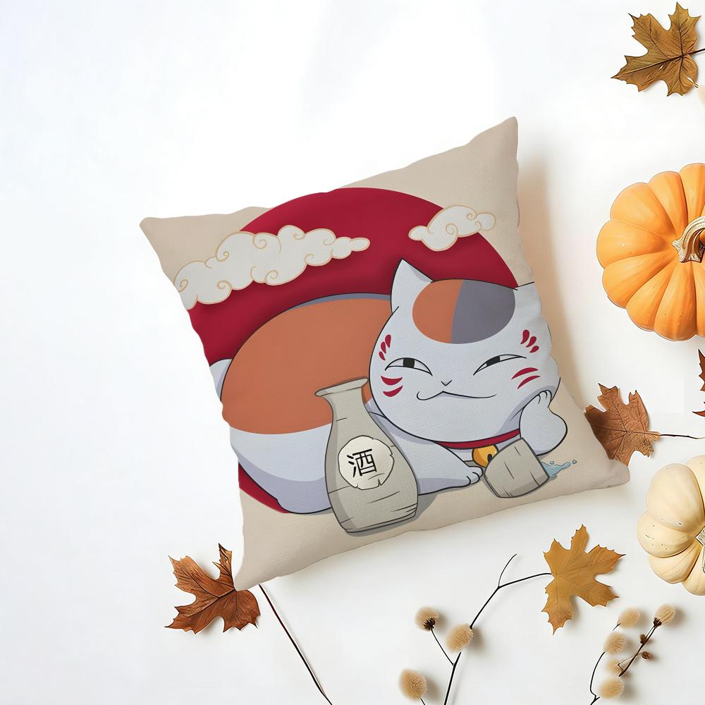 NNyankosensei Cushion Cover Washable Linen Pillowcase Soft for Daily Sofa Bed Home Room Decor