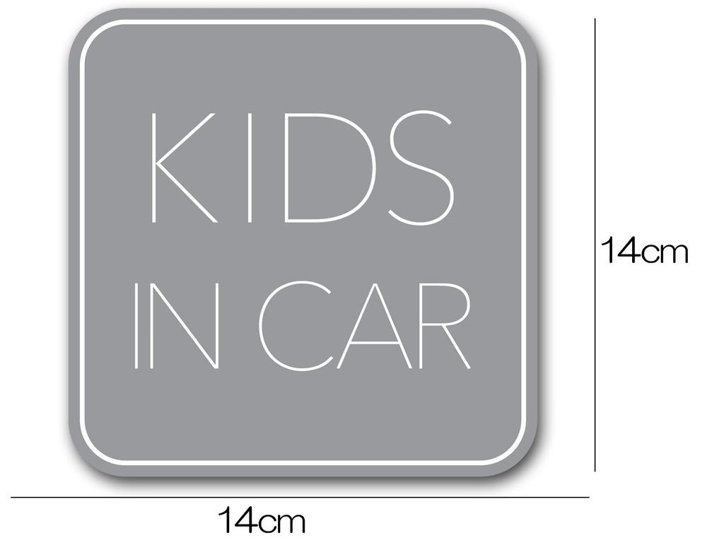 Kids In Car Magnetic Sticker (Simple Design) Kids On Board Sticker Sign Gray (Magnet)