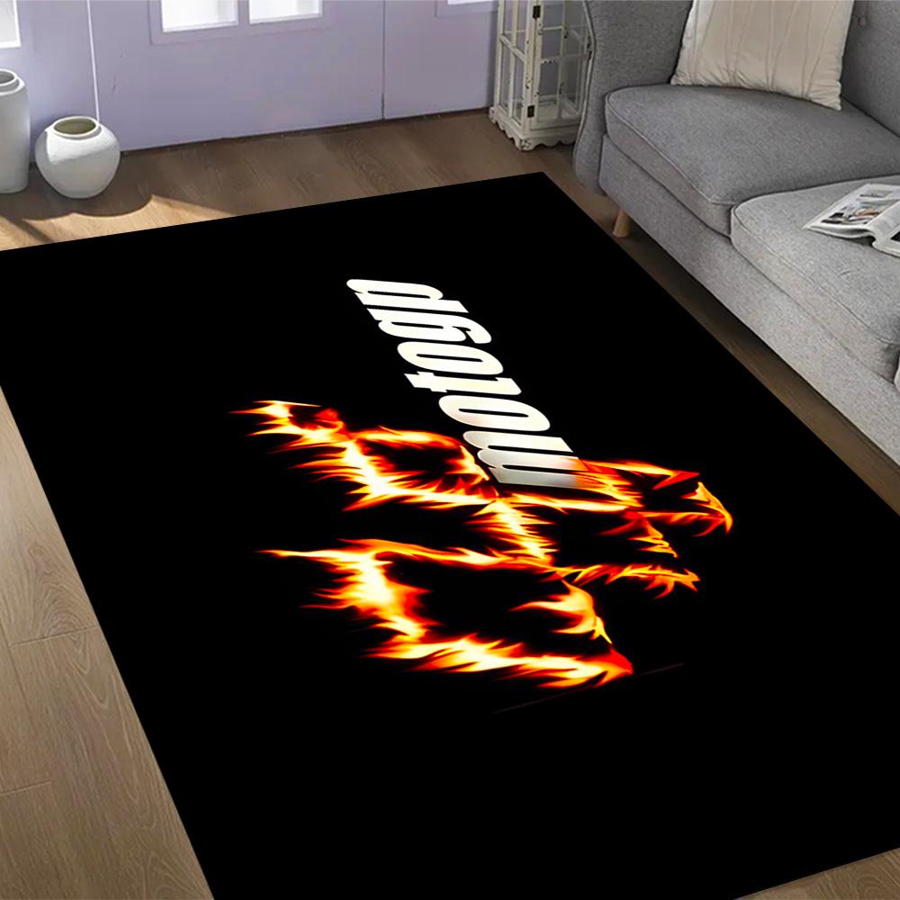Tappeti Antiscivolo a Tema Logo Fiamme MotoGP - Arredamento per la Casa in Poliestere, Adatti per Camere da Letto, Soggiorni, Ingressi, Studi e Decorazioni