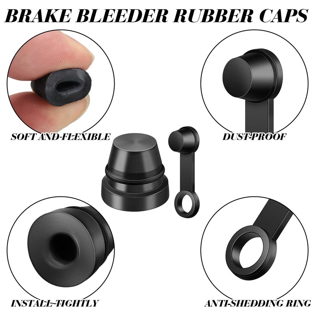 120pcs Rubber Fitting Caps Brake Bleeder Screw Caps Bleeder Valve Caps Rubber Dust