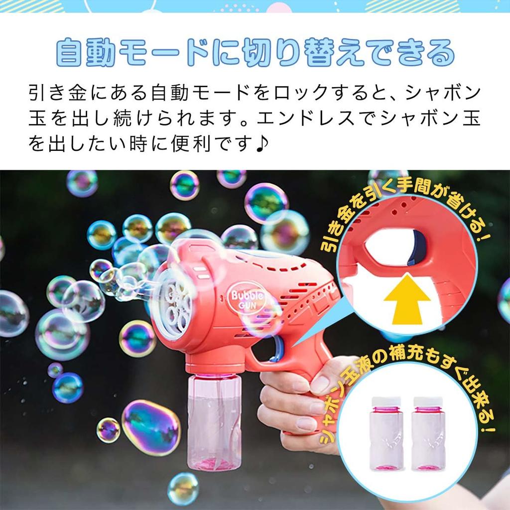 RiZKiZ Electric Bubble Soap Bubble Bazooka with LED Light Equipped with Continuous Spray Bubble Outdoor Educational Recommended for Ages 3 and Up Gun,