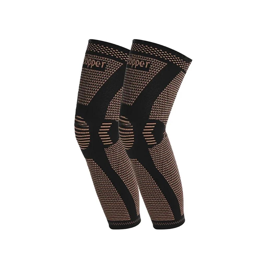 

2 шт. медный полный рукав ноги длинный компрессионный, наколенники для женщин и мужчин, компрессионные рукава для колена, поддержка колена при артрите, спорт L