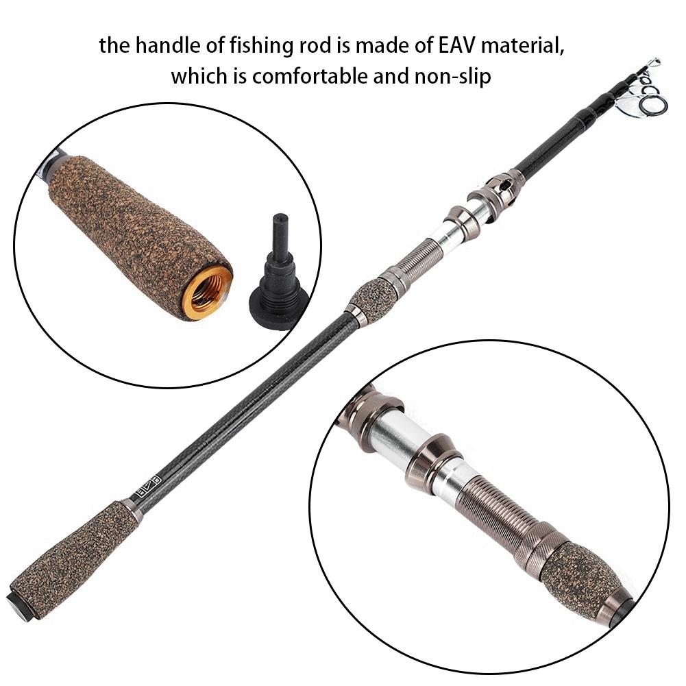 Sea Fishing Rod Short Section Carbon Fiber Stretchable Fishing Pole Lure Accessories 1.8m