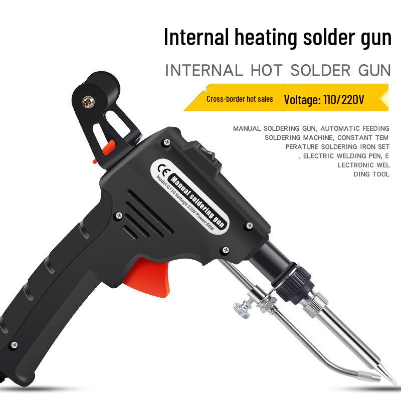 60W Internal Heating Semi-Automatic Soldering Iron with Manual Feed, US Standard