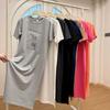 Short sleeve nightdress women's summer long knee large size loose T-shirt pajamas Internet celebrity ins home dress can be worn outside