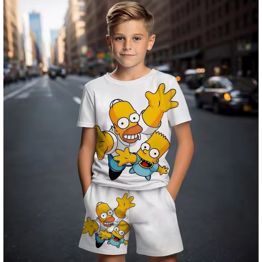 Children's 3D Printing Training Set T-shirt Shorts Casual Set Summer Fashion New Short Sleeved T-shirt Boys and Girls Sports Set