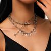 Punk Gothic Studded Rivet Spikes Necklace Two Layers Vintage Choker Hip Hop Necklace For Party Valentine's Day Lovers Gift