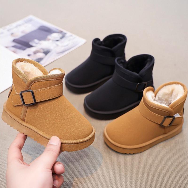 Kış Çocuk Polar Astarlı Kalınlaştırılmış Kar Botları Kaymaz Yumuşak Tabanlı Sıcak Kolay Giyilen Pamuklu Ayakkabılar