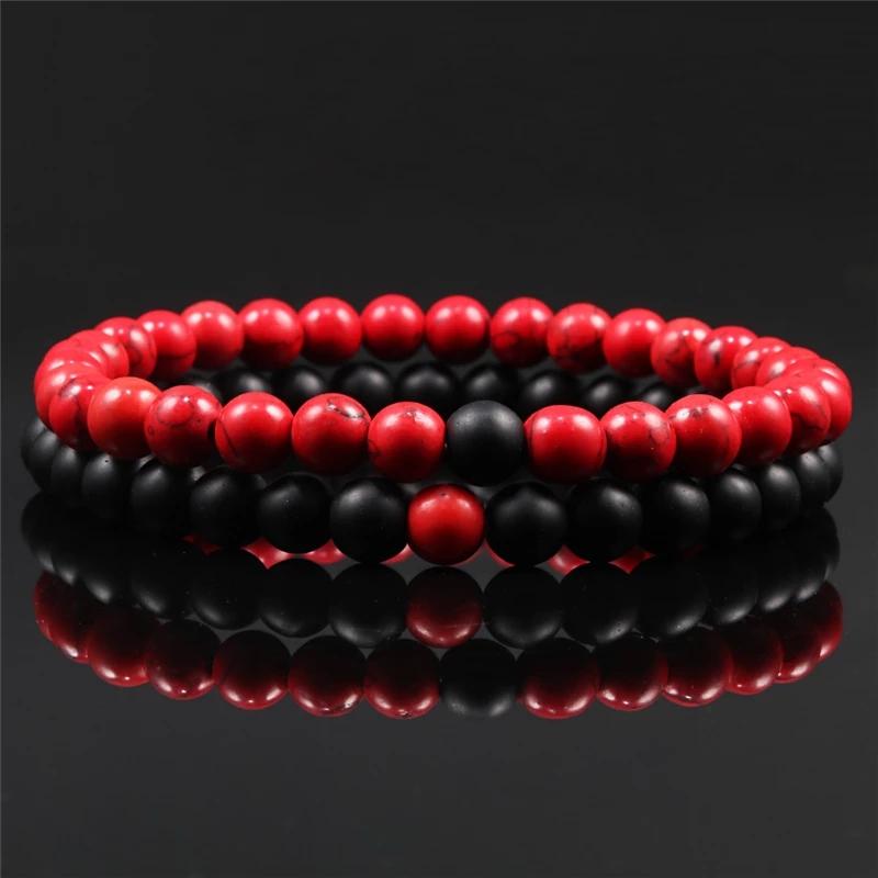Hot Sale 2pcs/Set Couples Beaded Bracelets Tiger Eye Black Lava Natural Stone Beaded Bracelets Malachite Energy Elastic Jewelry