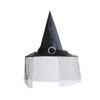 Halloween Witch Hat with Silver Buckle  Veil Kids Adult Cosplay Costume Prop Spooky Party Headwear