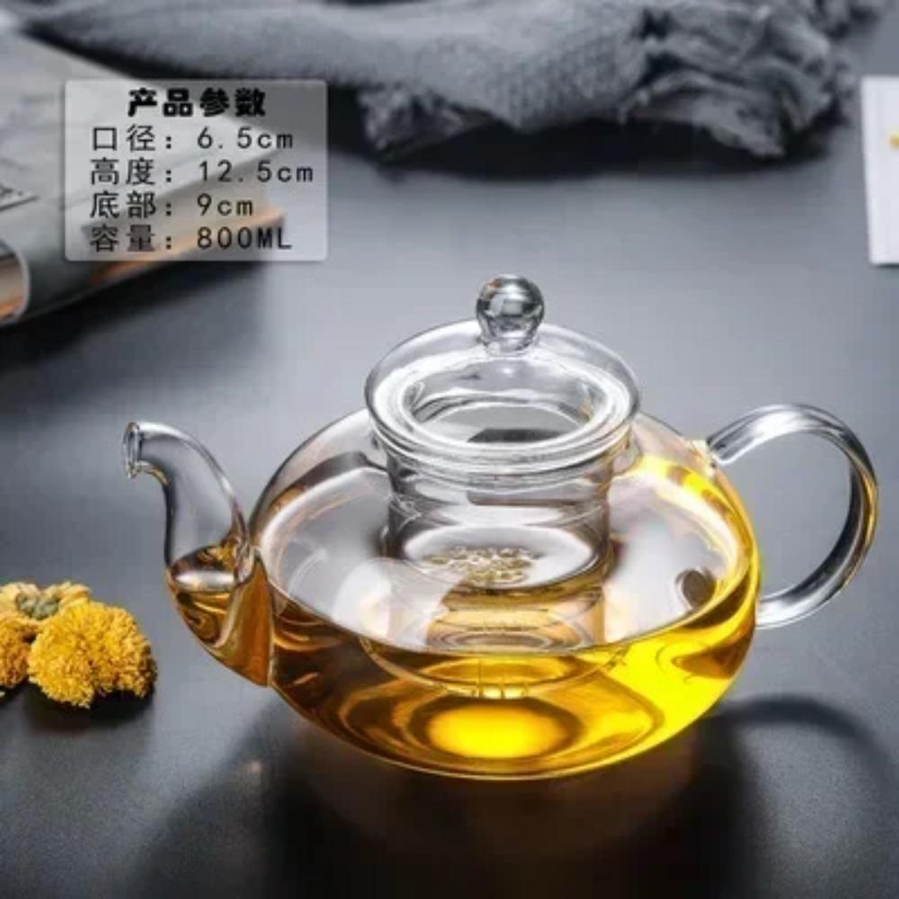Théière en Verre Résistant à la Chaleur Théière Transparente de Style Japonais avec Infuseur pour Fleurs Thé Chinois Puer Bouilloire à Thé Portable 400-1000ml