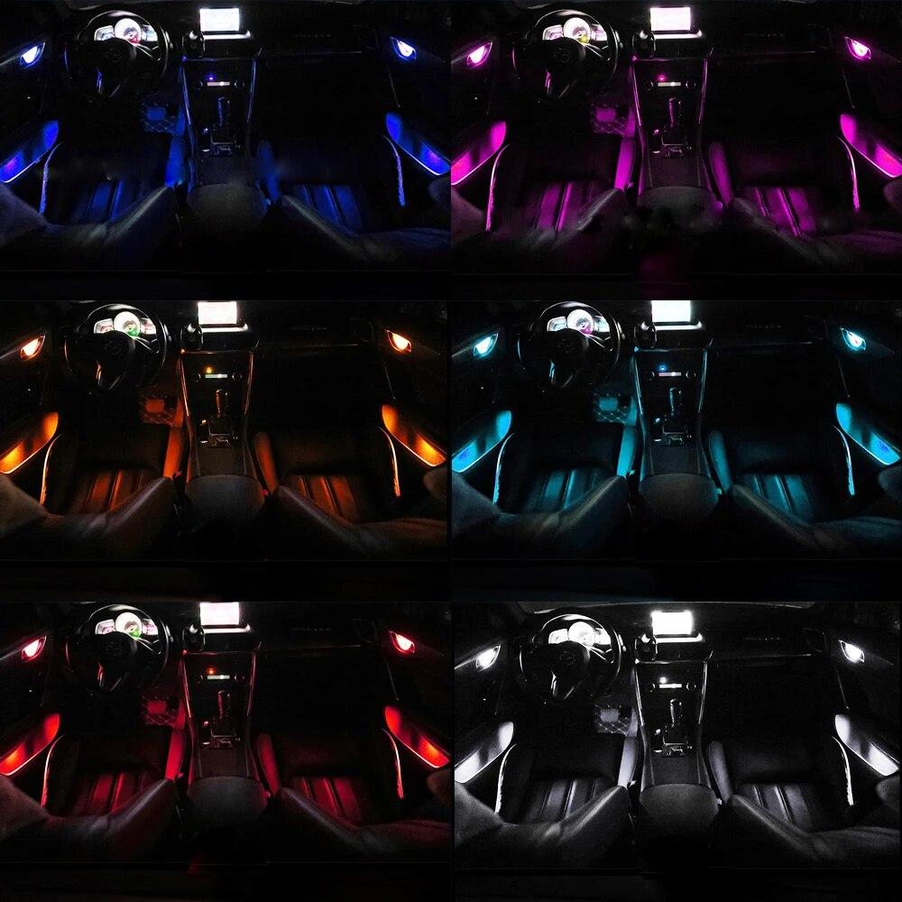Atmosphere Lamp Decorative Light Inner Door Wrists Armrest Storage Trough Auto Ambient Light For Car Door Interior Light 6 Color
