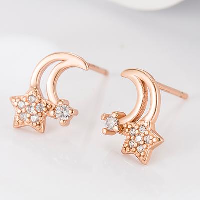 S925 Silber Nadel Stern Mond Ohrringe frauen Frühling und Sommer Nische Stern Mond Ohrringe Temperament Ohrringe
