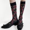 Retro Women's Stockings Spring Autumn Vintage High Tube Socks Mixed Colors Plaid Female Soft Long Socks Students Korean Style