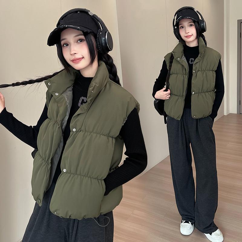 New Standing Collar Vest In Autumn and Winter Versatile Fashion Loose Fashionable Short Casual Vest Vest Jacket for Women