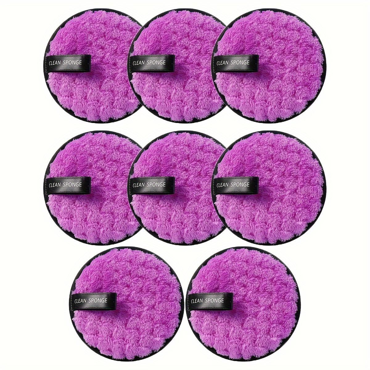 

8 шт. ватные диски для снятия макияжа с лица, круглые многоразовые мягкие спонжи для чистки макияжа, двухсторонняя губка для очищения лица, мочалка фиолетовый