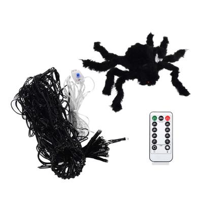 USB Halloween Spinnennetzlicht LED Schwarze Spinne Dekoration Beleuchtung mit 70 LEDs Wasserdichte Orange Lichter für Festival