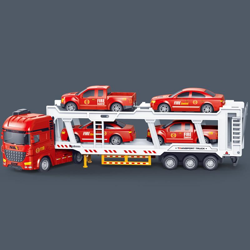 Children's Toy Extended Double-layer Trailer Transport Truck, Toy Truck
