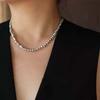 Natural Gray Shaped Baroque Pearl Necklace, Collarbone Chain, Simple Necklace for Women