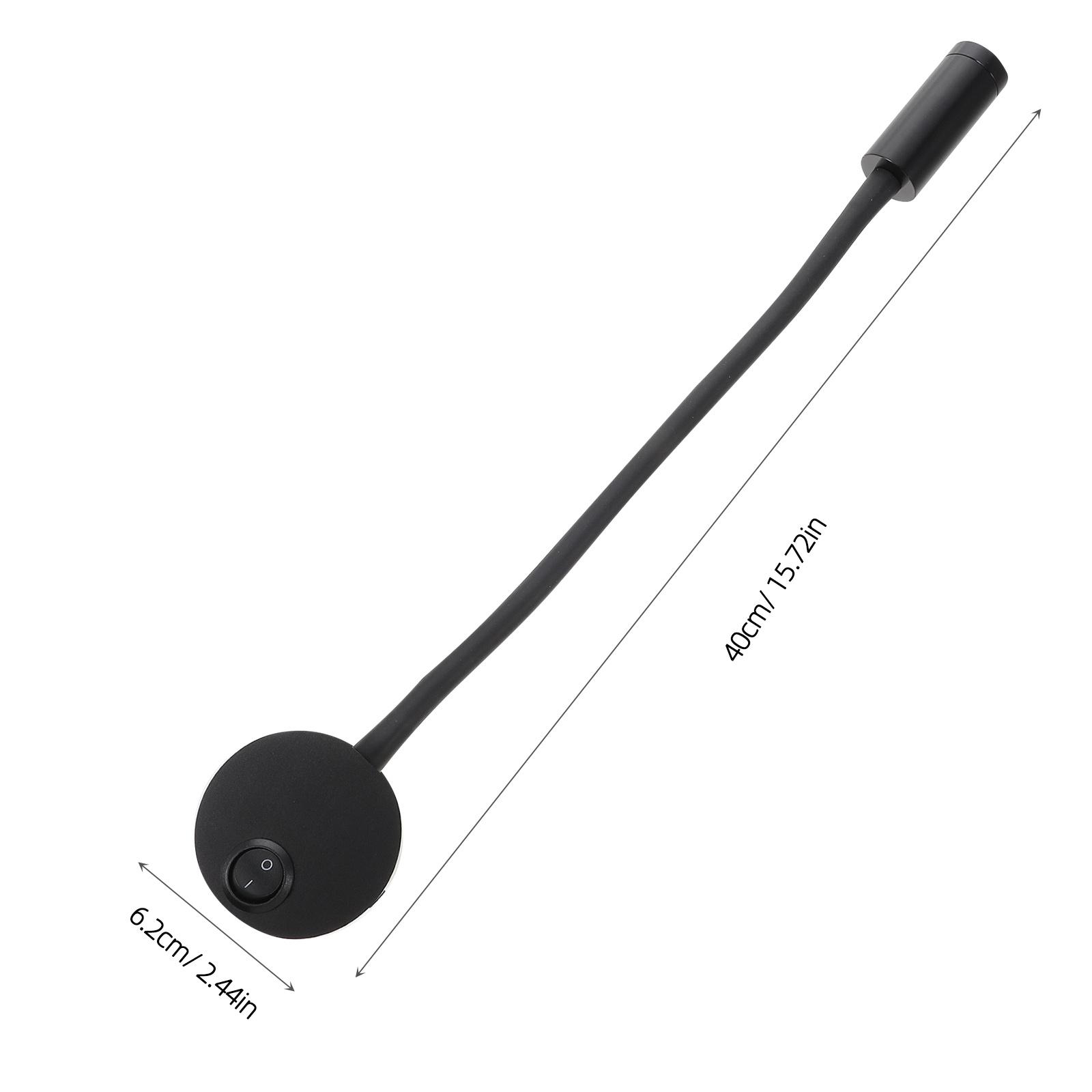 

3W LED Bedside Lamp Flexible Gooseneck Reading Light Cylinder Vintage Aluminum Wall Light Industrial Decor for Bedroom Living чорний