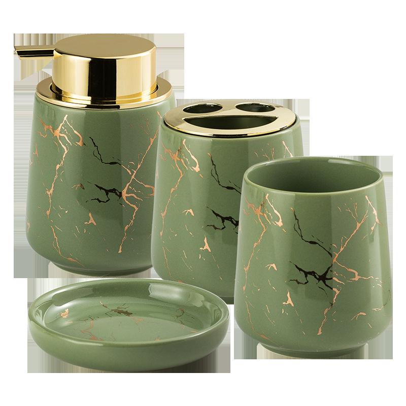 soap dispenser Marble patterned ceramic bathroom wash set bathroom hotel bathroom mouthwash cup toothbrush cup ornament