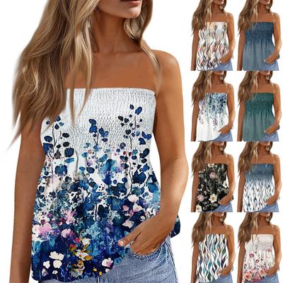 Tube Tops For Women,Cute Sexy Off Shoulder  Print Sleeveless T-Shirt