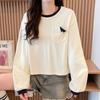 Navava Women Casual Color Block Round Neck Long Sleeve T shirT nT3233
