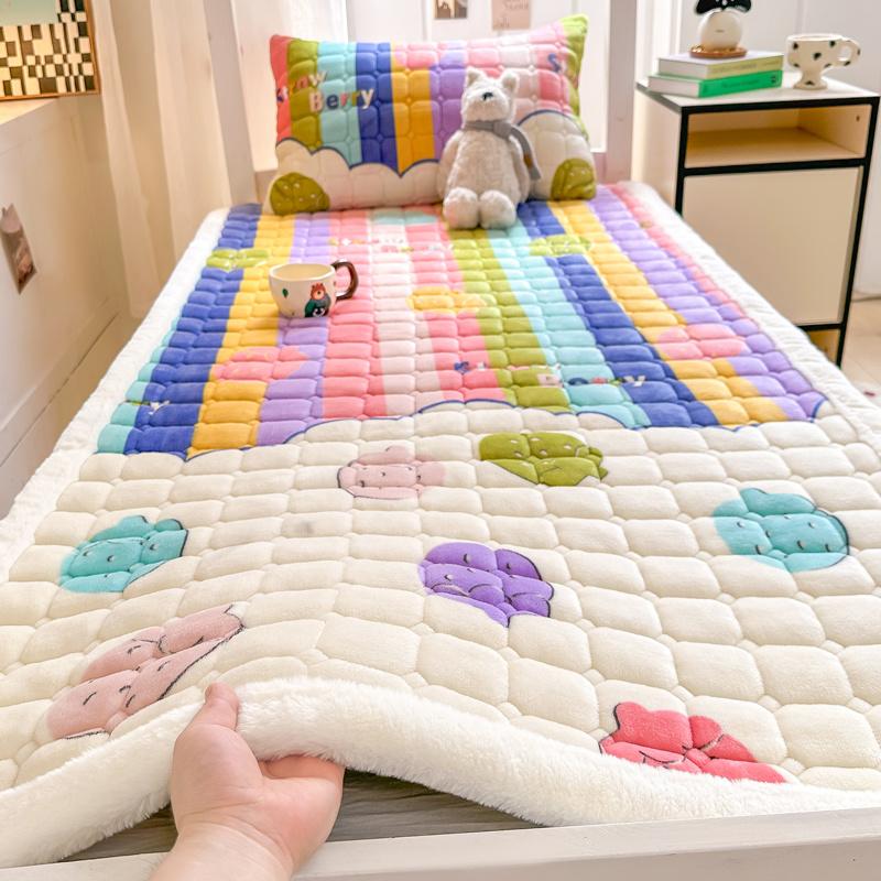 Coral milk fleece thickened flannel mattress cover blanket mattress quilt bedding mattress