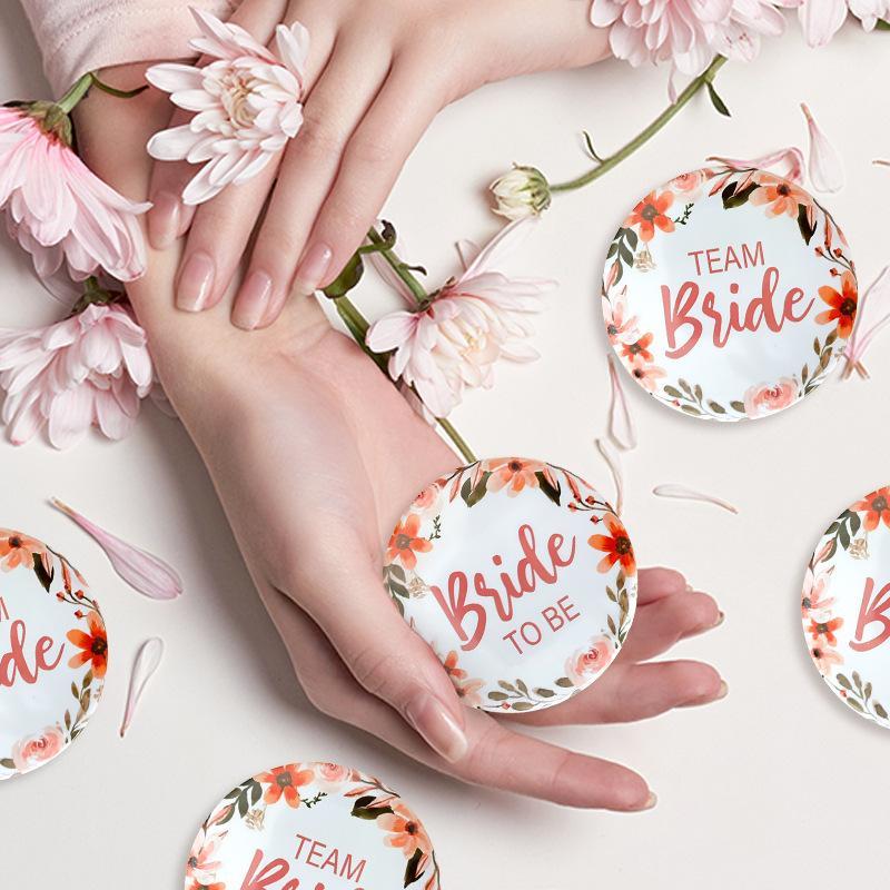 Neu Hochzeit Party Rote Blume Blätter Team Braut Party Dekoration Abzeichen 