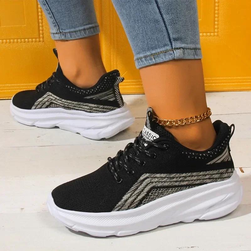 Women's Shoes On Sale 2024 New Mesh Women's Vulcanized Shoes Breathable Women Sneakers Mixed Colors Lace Up Ladies Casual Shoes