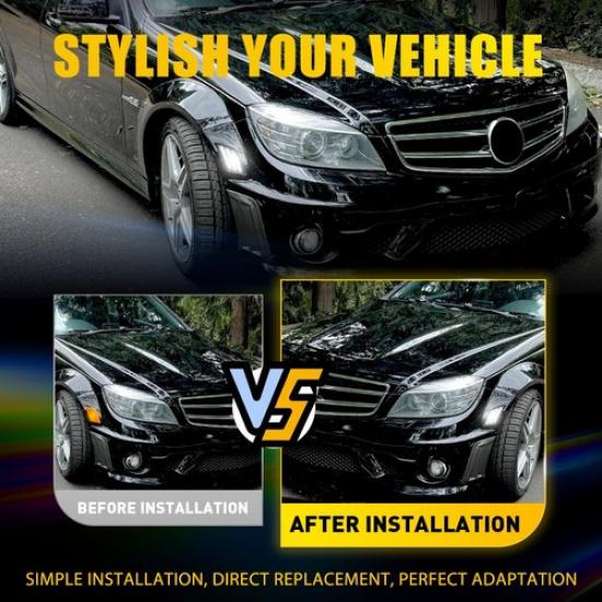 2X For Benz C-Class W204 Pre-LCI 2008-2011 Smoked Lens Front Side Marker Light A