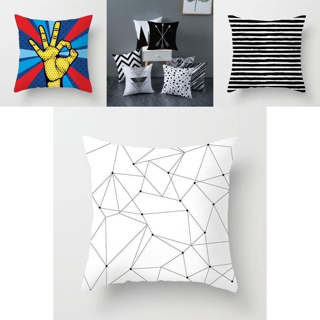 Stylish Geometric Cushion Cover With Dotted Grid And Triangular Patterns For Modern Decor