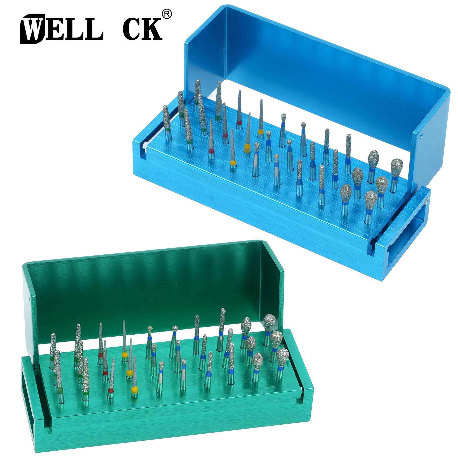 30Pcs Dental Diamond Bur Set With Aluminium Holder High Speed Drill For Dentist Autoclave Disinfection