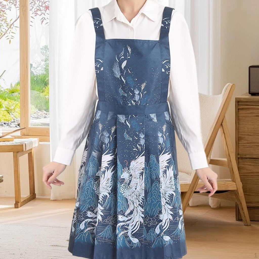 JazRvr Set 2 Grembiuli Da Cucina Regolabili Con Tasche, Floreale Verde E Blu, Misto Cotone - 3